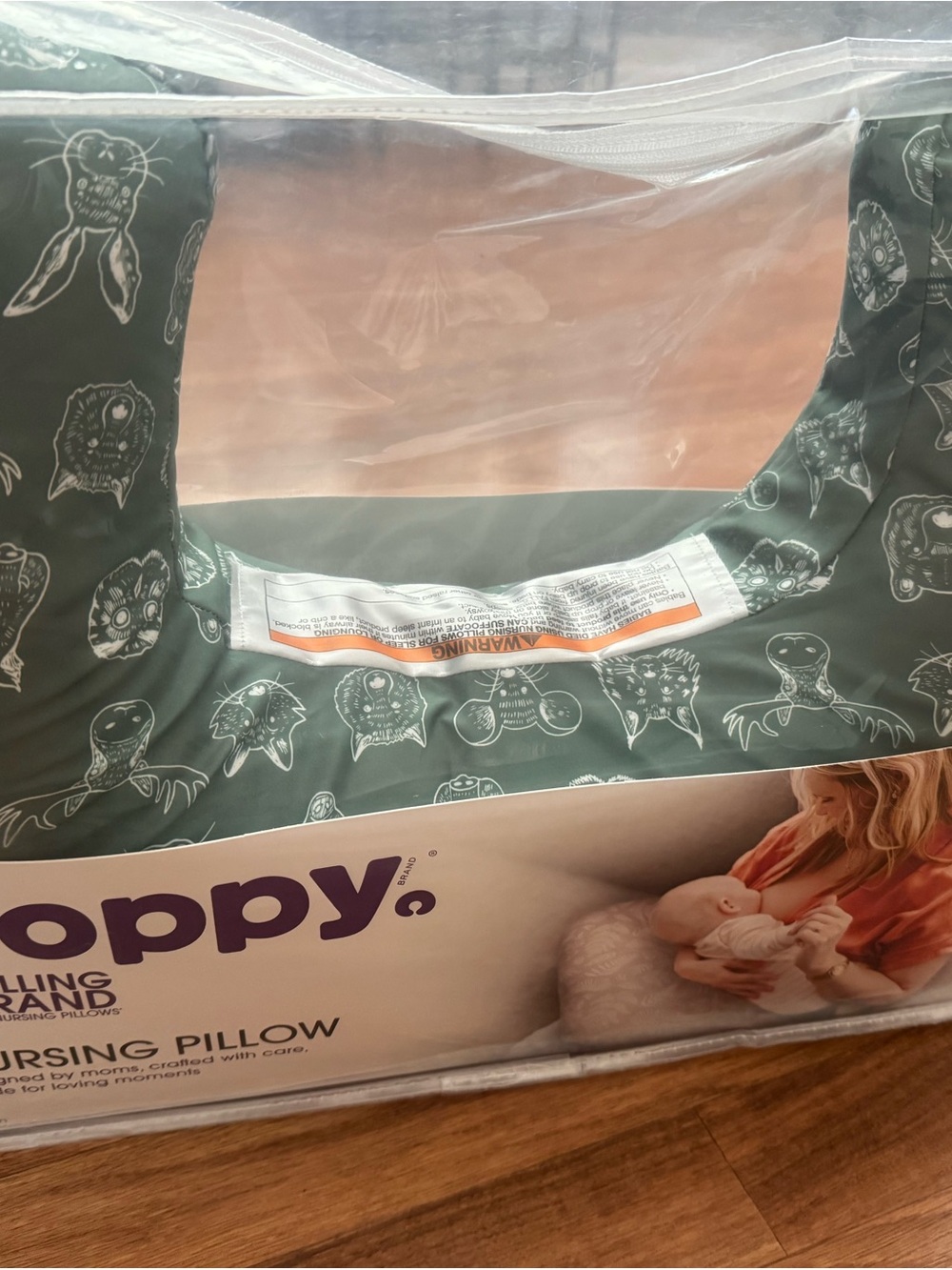 Boppy Nursing Pillow Cover - Teal with White Character Sketches